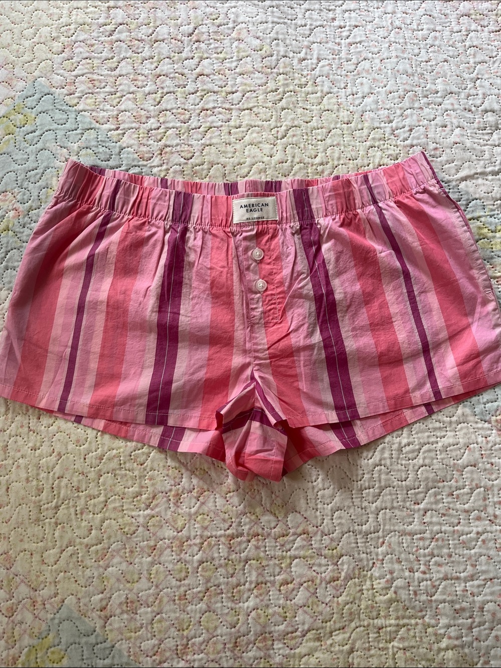 *Free with purchase of $25* Pink and Magenta Striped Cotton Sleep Shorts